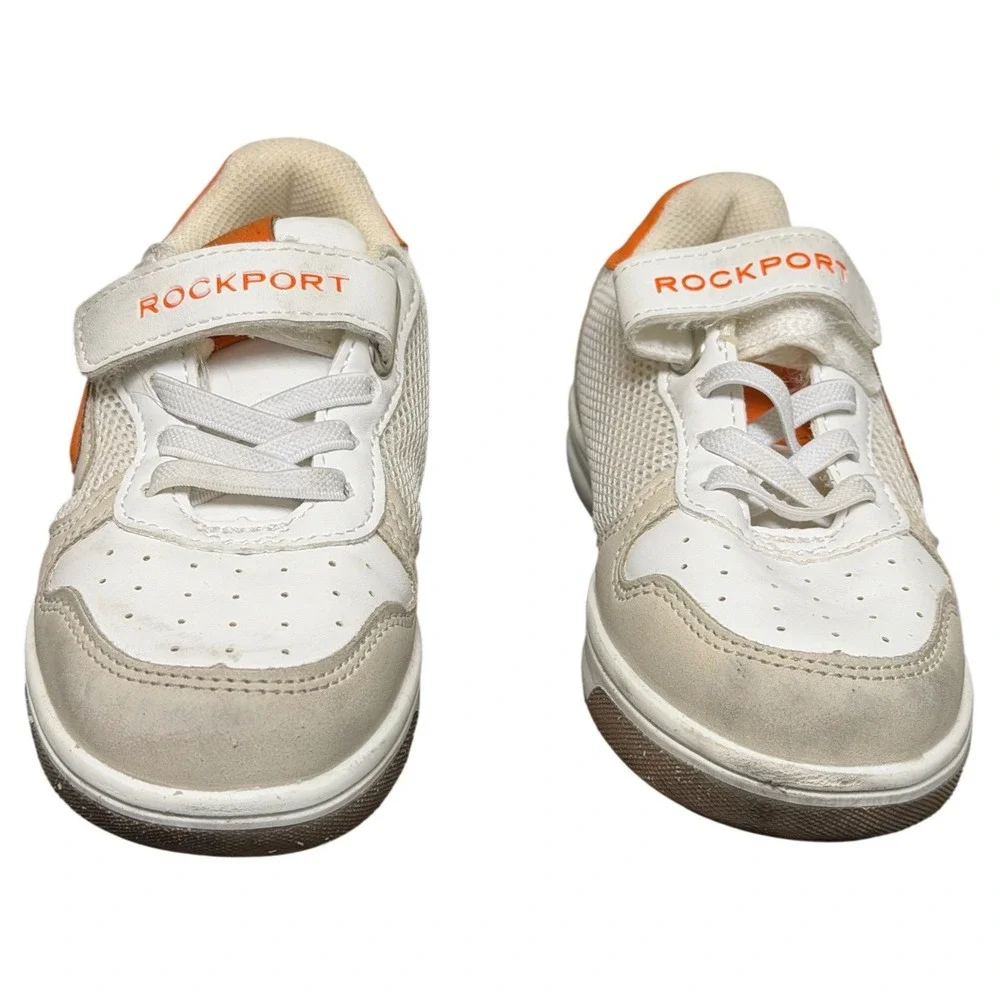 Rockport Sneakers Kids Size 8 White Beige Orange Mesh Low Top EUC
